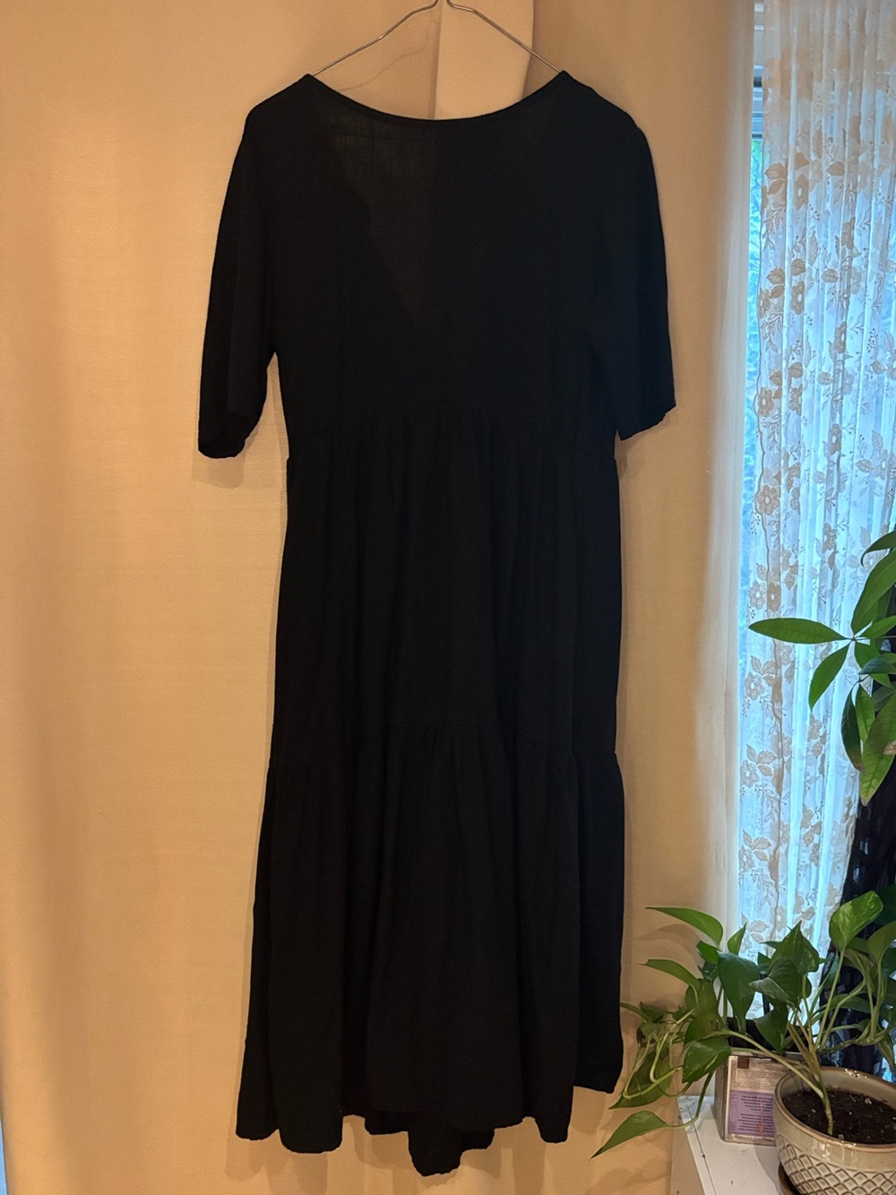 Black Linen Maxi Dress - Beautifully Custom made (Etsy) - Sz S